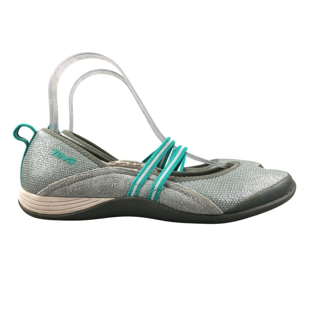 Teva Women's Size 7 Koral Silver Grey Green Closed Toe Mary Jane Flats Shoes